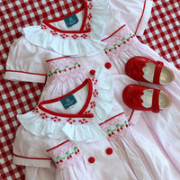 Merry Cherry Handsmocked Romper * Pre-order October *
