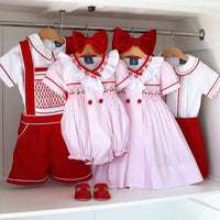 Merry Cherry Handsmocked Romper * Pre-order October *