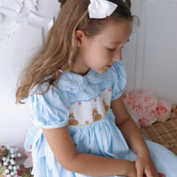 Rosie Handsmocked Blueberry Stripe Dress