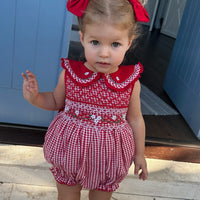 Holly Jolly Gingham Handsmocked Romper * Pre-Order October