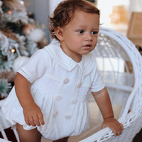 Theodore Handsmocked Linen Romper