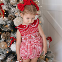 Holly Jolly Gingham Handsmocked Romper * Pre-Order October