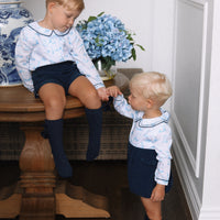 Bunny Toile Long Sleeve Romper
