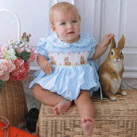 Rosie Handsmocked Bluebell Stripe Romper