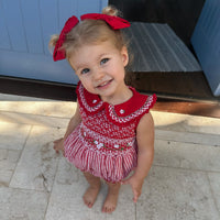 Holly Jolly Gingham Handsmocked Romper * Pre-Order October