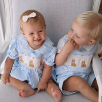Rosie Handsmocked Bluebell Stripe Romper