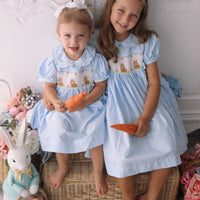 Rosie Handsmocked Blueberry Stripe Dress