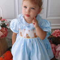 Rosie Handsmocked Blueberry Stripe Dress