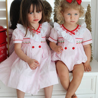 Merry Cherry Handsmocked Romper * Pre-order October *