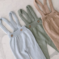 Knit Shoulder Strap Pants- Blue