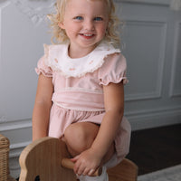 Alora Velvet Puff Sleeve Romper