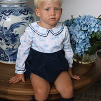 Bunny Toile Long Sleeve Romper
