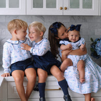 Bunny Toile Long Sleeve Romper