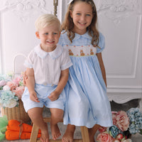 Rosie Handsmocked Blueberry Stripe Dress
