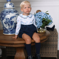 Bunny Toile Long Sleeve Romper