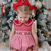 Holly Jolly Gingham Handsmocked Romper * Pre-Order October