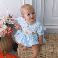 Rosie Handsmocked Bluebell Stripe Romper