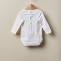 Pleated Collar Bodysuit- Ivory