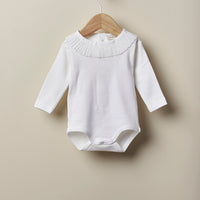 Pleated Collar Bodysuit- Ivory