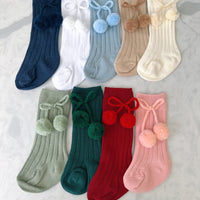 Pom Pom Knee High Socks