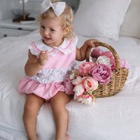 Natalia Handsmocked Romper - Bubblegum Roses