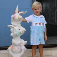Alfie Handsmocked Jon Jon- Mint + Sky