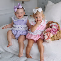 Natalia Handsmocked Romper - Bubblegum Roses