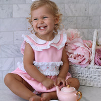 Natalia Handsmocked Romper - Bubblegum Roses