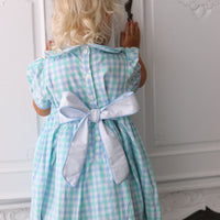 Dorothy Handsmocked Dress- Mint + Sky