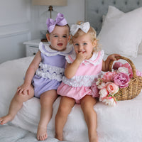 Natalia Handsmocked Romper - Bubblegum Roses