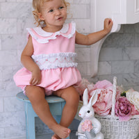 Natalia Handsmocked Romper - Bubblegum Roses