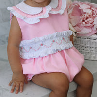 Natalia Handsmocked Romper - Bubblegum Roses