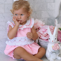 Natalia Handsmocked Romper - Bubblegum Roses