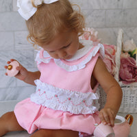 Natalia Handsmocked Romper - Bubblegum Roses