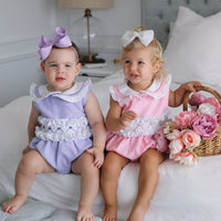 Natalia Handsmocked Romper - Bubblegum Roses