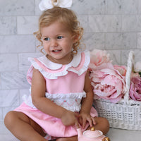 Natalia Handsmocked Romper - Bubblegum Roses