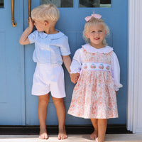 Blooming Bunnies & Baskets Handsmocked Pinafore