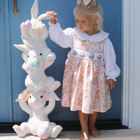 Blooming Bunnies & Baskets Handsmocked Pinafore