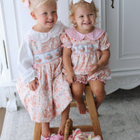 Blooming Baskets & Bunnies Handsmocked Romper