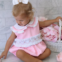 Natalia Handsmocked Romper - Bubblegum Roses