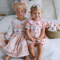 Blooming Baskets & Bunnies Handsmocked Romper