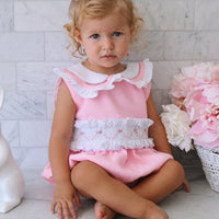 Natalia Handsmocked Romper - Bubblegum Roses
