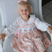 Blooming Bunnies & Baskets Handsmocked Pinafore