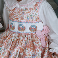 Blooming Bunnies & Baskets Handsmocked Pinafore