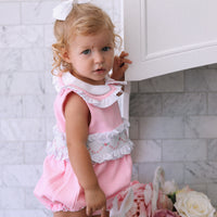 Natalia Handsmocked Romper - Bubblegum Roses