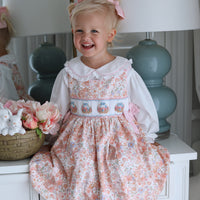 Blooming Bunnies & Baskets Handsmocked Pinafore