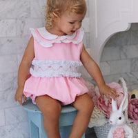 Natalia Handsmocked Romper - Bubblegum Roses