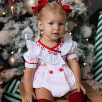 Merry Cherry Handsmocked Romper * Pre-order October *