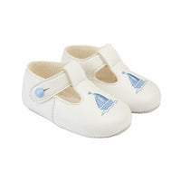 Sail Away Pram Shoes- White/ Sky