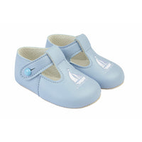 Sail Away Pram Shoes- Sky/ white